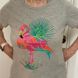 Caribbean Joe Heather Gray Tee with Tropical Print